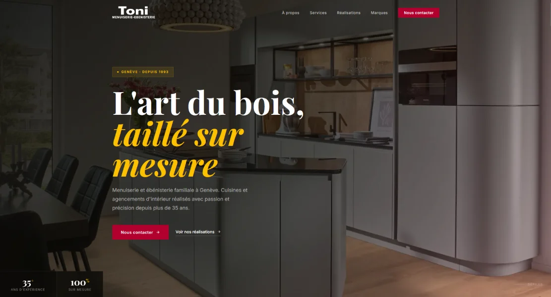 Site web réalisé pour Toni Menuiserie Ébénisterie — développeur web Genève